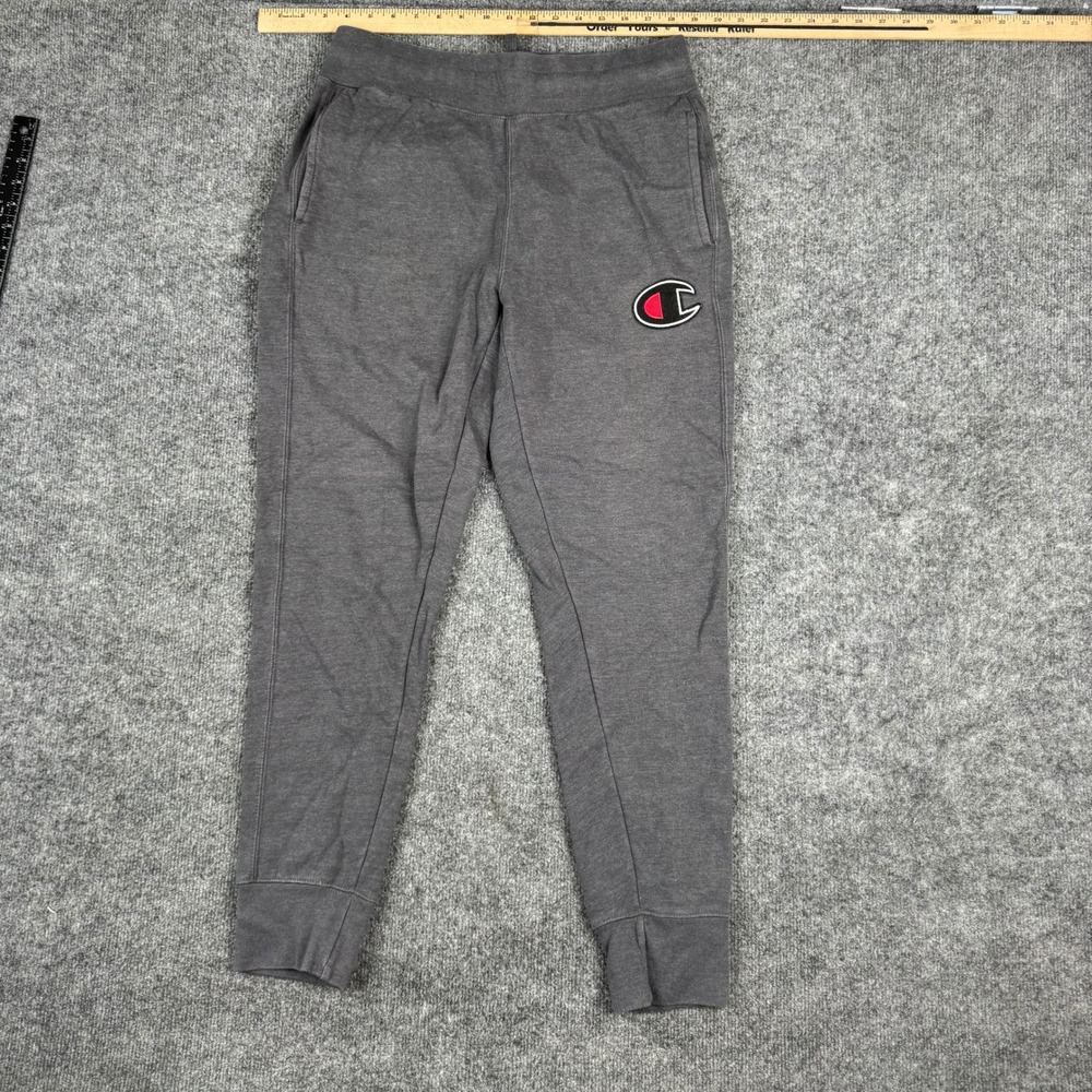 Champion Sweatpants Mens Size S Gray Jogger Fleece Tapered Logo Athletic Pants